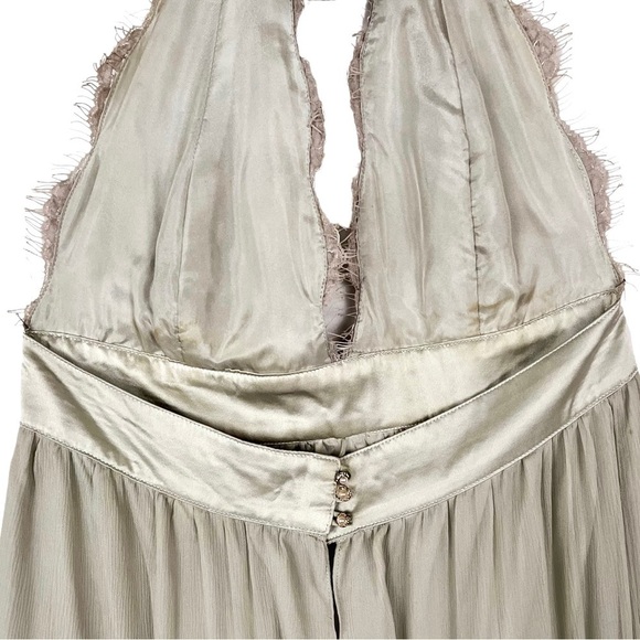 INGMA MELERO Silk Crepe Halter Lace Evening Maxi Gown - Picture 11 of 16